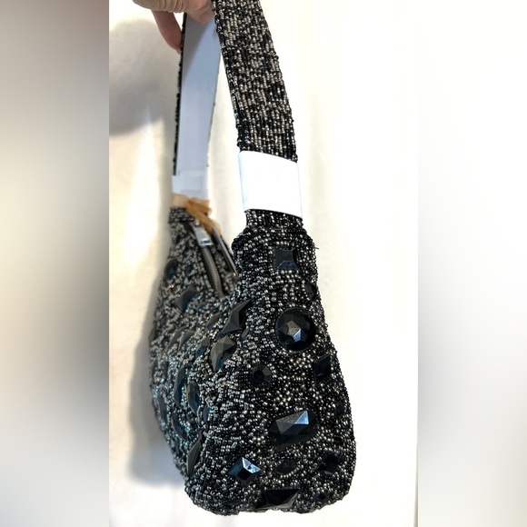 🖤🩶🖤 MADE IN INDIA BEAUTIFUL Black Beaded Shoulder Bag With Coin Purse🖤🩶🖤NWT - Picture 10 of 17